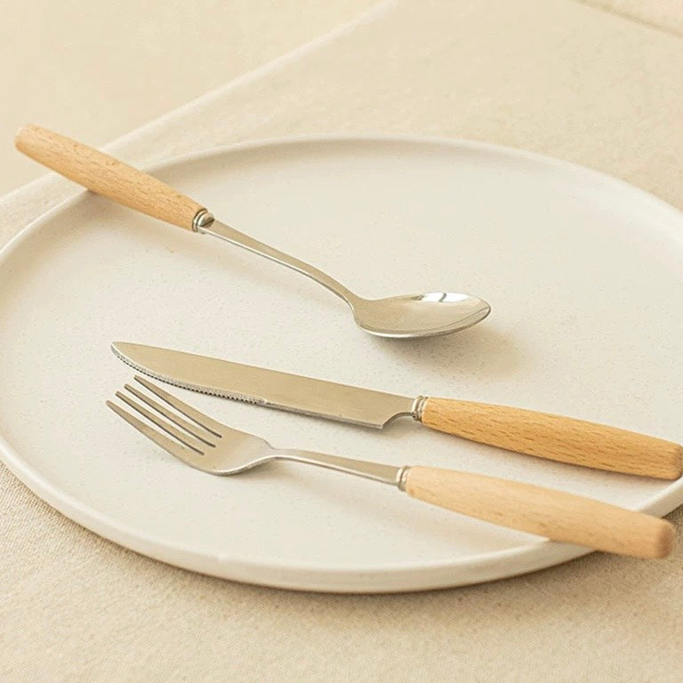 好宅選品 🏠 木質手柄餐具 刀 叉 勺 湯匙 叉子 餐刀 簡約風 不鏽鋼 西餐餐具