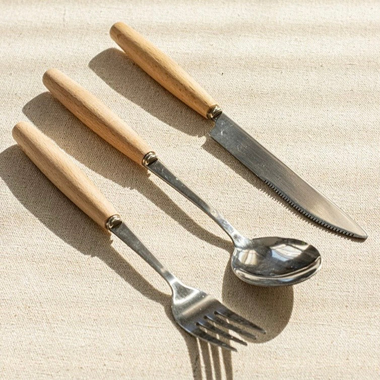 好宅選品 🏠 木質手柄餐具 刀 叉 勺 湯匙 叉子 餐刀 簡約風 不鏽鋼 西餐餐具