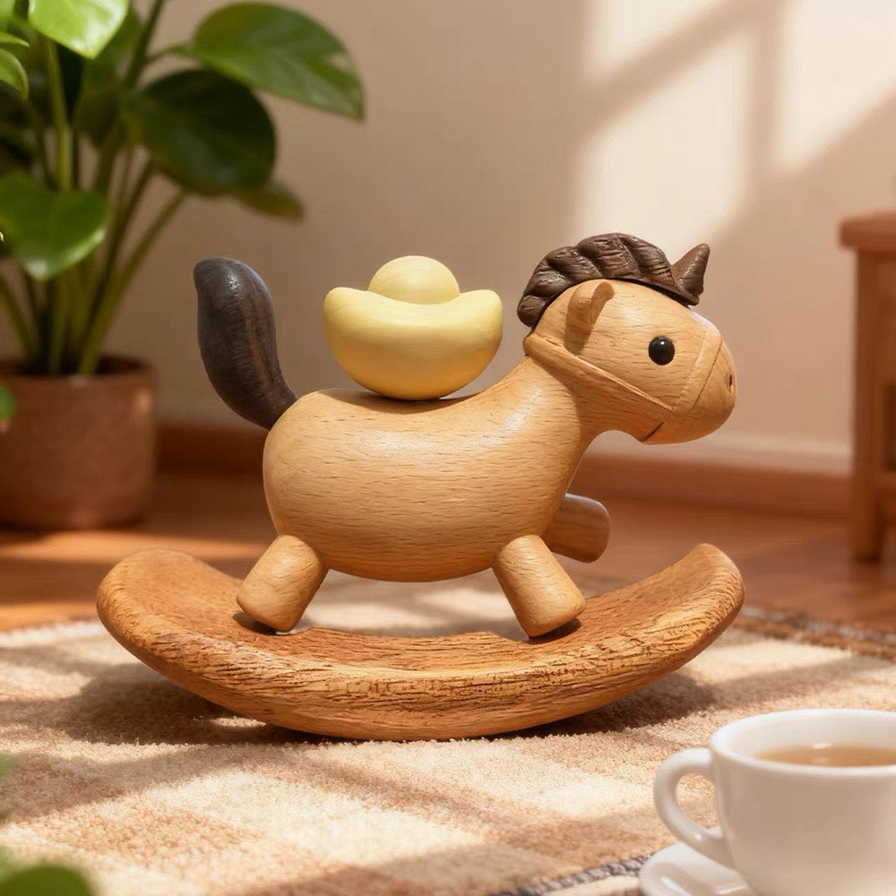 好宅選品 🏠 馬上發財 馬上有錢 櫸木搖搖木馬 掛件木雕小馬 擺飾 木藝裝飾品 馬年禮物 馬年擺飾