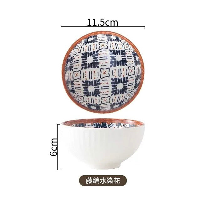 好宅選品 🏠 日式復古藤編 陶瓷碗 4.5英吋 米飯碗 餐具 碗 器皿 陶瓷盤 八吋盤 淺盤 碗盤