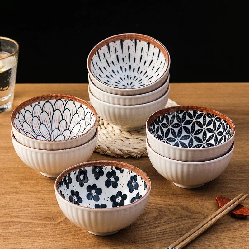 好宅選品 🏠 日式復古藤編 陶瓷碗 4.5英吋 米飯碗 餐具 碗 器皿 陶瓷盤 八吋盤 淺盤 碗盤