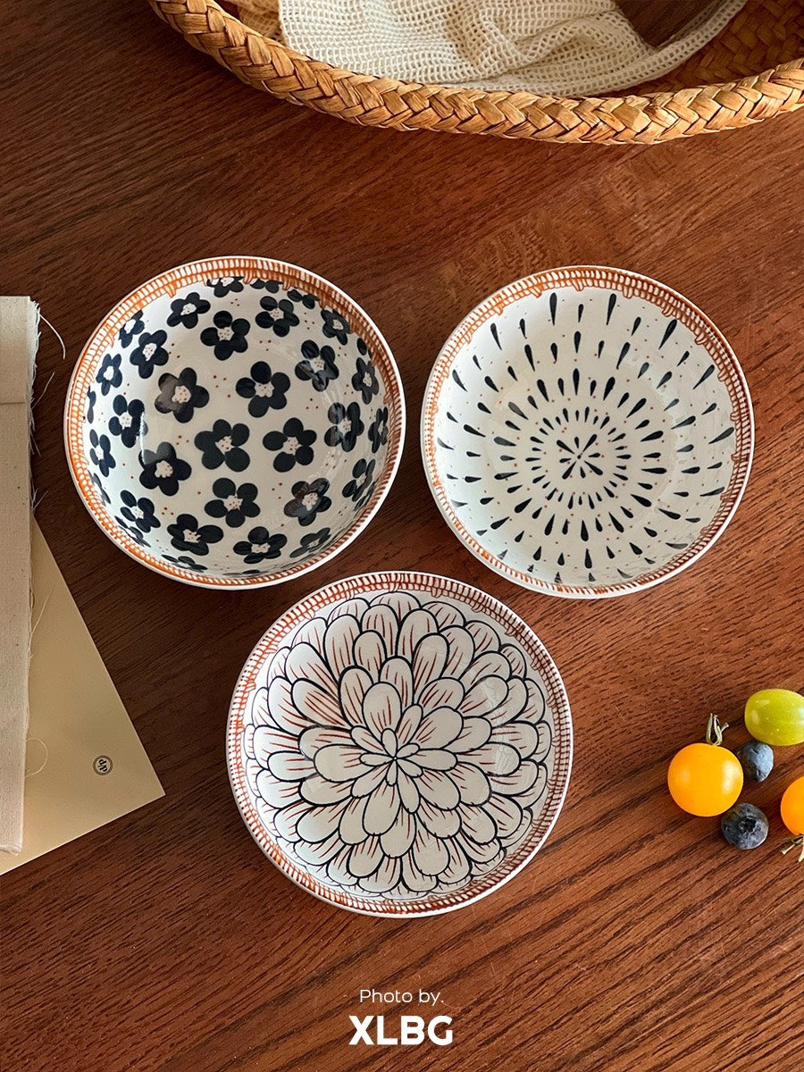 好宅選品 🏠 日式復古藤編 陶瓷碗 4.5英吋 米飯碗 餐具 碗 器皿 陶瓷盤 八吋盤 淺盤 碗盤