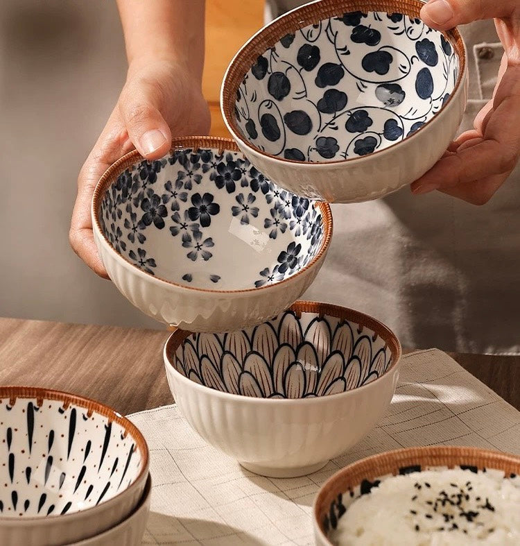 好宅選品 🏠 日式復古藤編 陶瓷碗 4.5英吋 米飯碗 餐具 碗 器皿 陶瓷盤 八吋盤 淺盤 碗盤