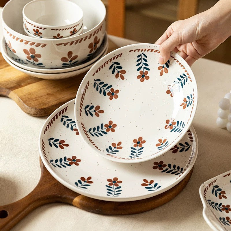 好宅選品 🏠 復古小花系列 深盤 淺盤 方盤 日式浮雕 沙拉盤 花形碟4英吋 甜穗 骨碟 點心碟