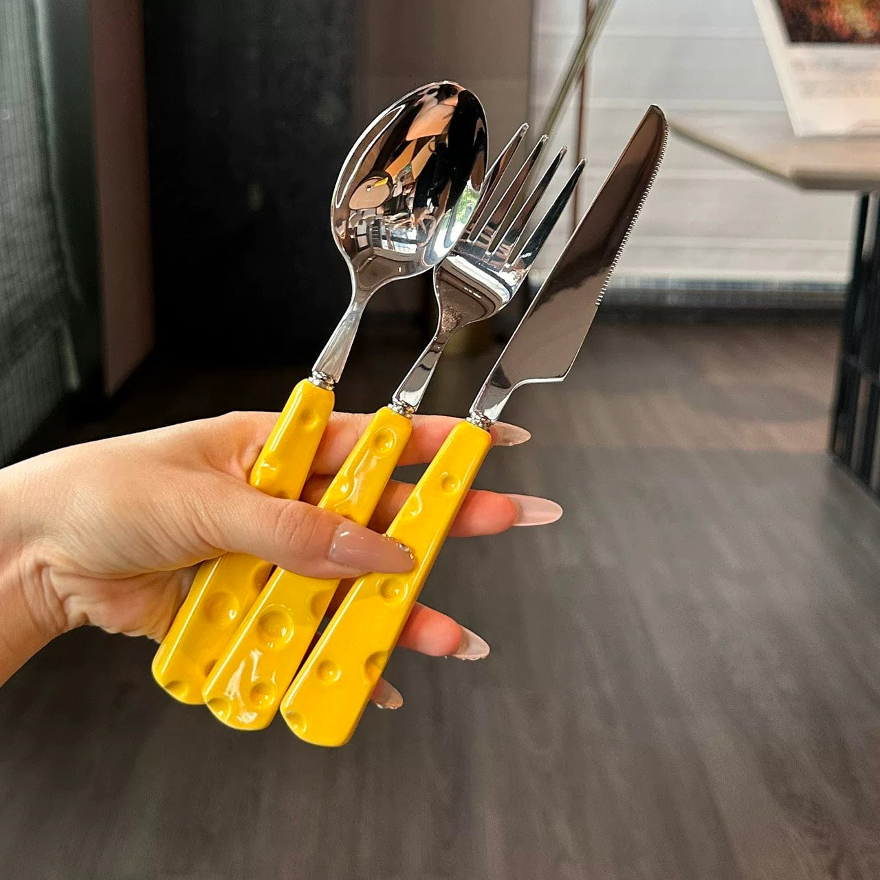 好宅選品 🏠 芝士餐具組 陶瓷柄 不鏽鋼叉匙 叉子 湯匙 西餐餐具