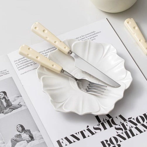 好宅選品 🏠 芝士餐具組 陶瓷柄 不鏽鋼叉匙 叉子 湯匙 西餐餐具