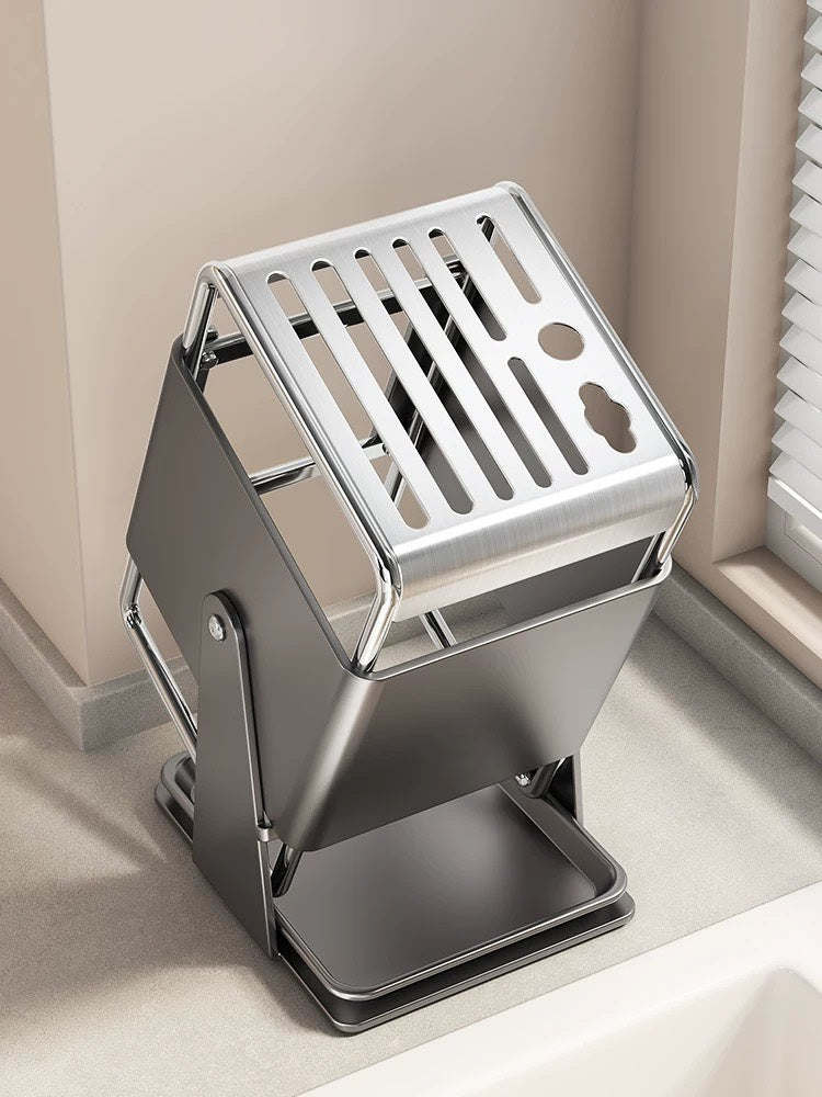 好宅選品 🏠 旋轉刀架 廚具 廚房用品 多功能 刀具 瀝水收納架 不銹鋼一體刀座 置物架