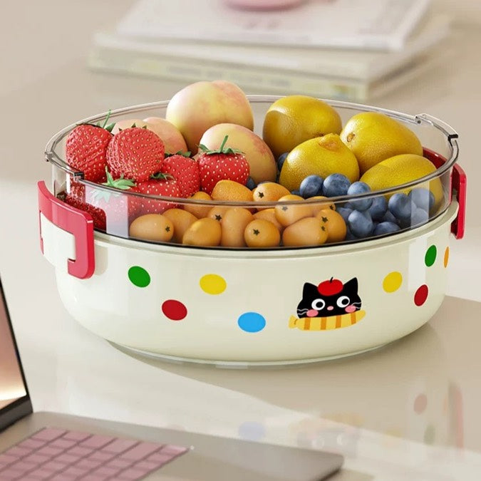 好宅選品 🏠 多巴胺撞色水果盤 洗菜盆 瀝水籃 雙層水果盤 零食盒 零食盤 保鮮盒 乾果盤