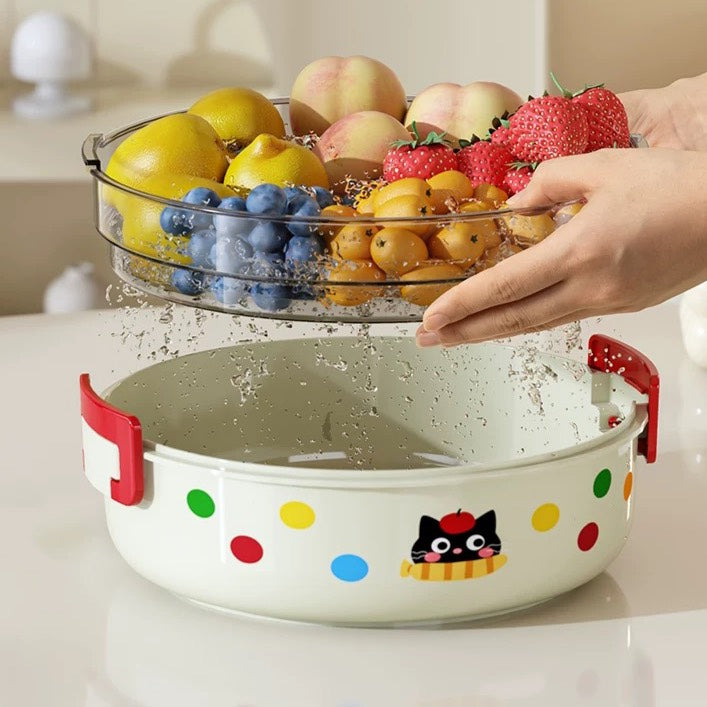 好宅選品 🏠 多巴胺撞色水果盤 洗菜盆 瀝水籃 雙層水果盤 零食盒 零食盤 保鮮盒 乾果盤