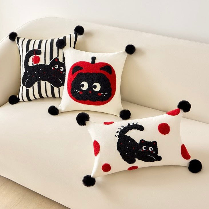 好宅選品 🏠【刺繡抱枕】喵喵悠果 枕套 PP棉 抱抱絨 刺繡 枕頭 午睡枕 長形枕 沙發枕