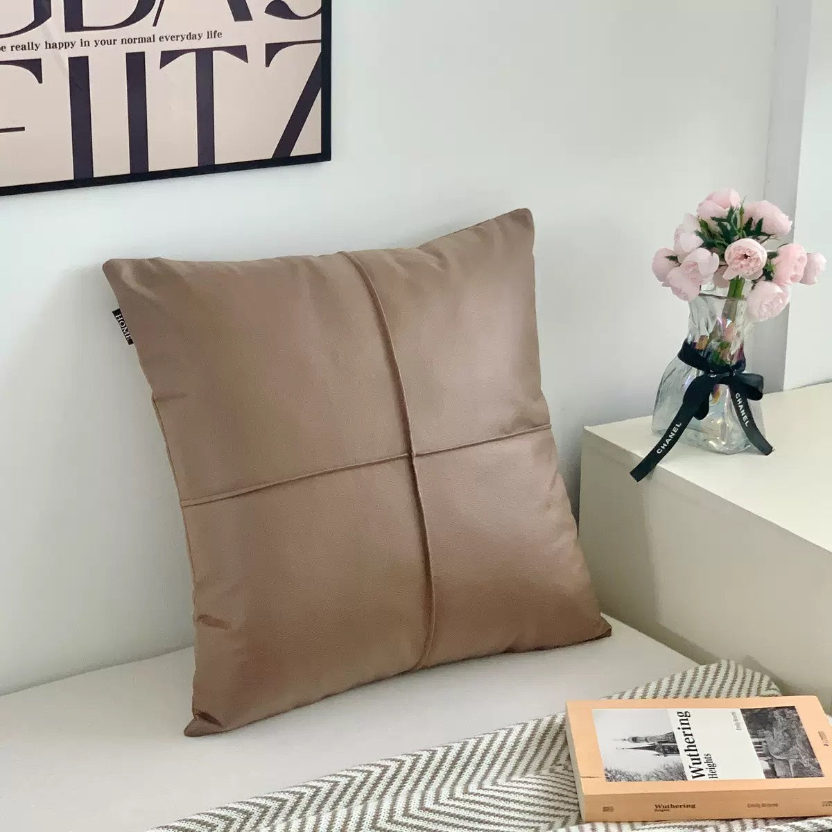 北歐 ins 咖棕色組合 刺繡 提花 沙發抱枕 幾何圖案 枕頭套 沙發裝飾