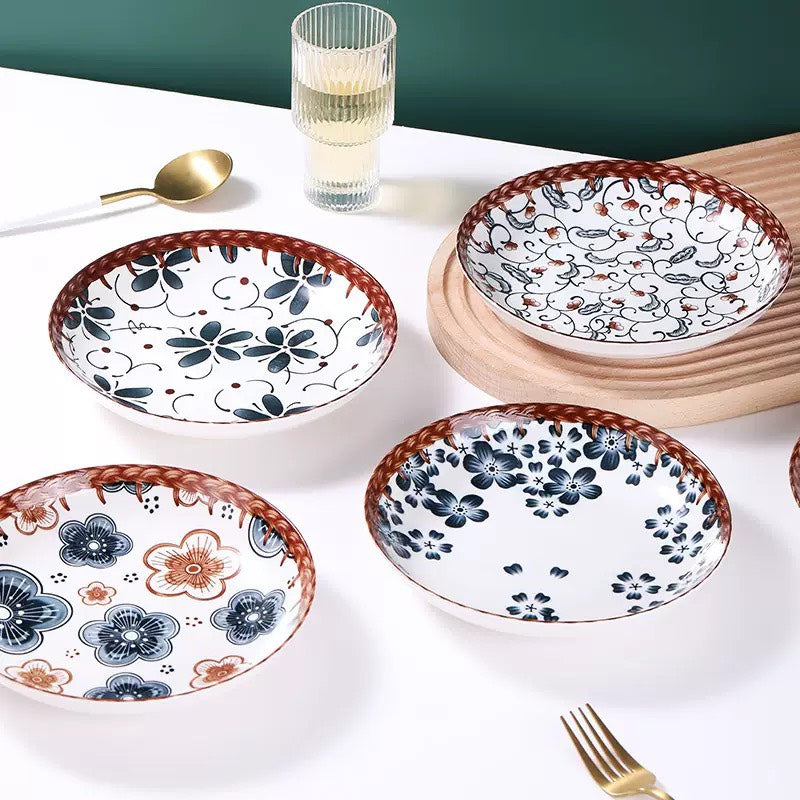 好宅選品 🏠 日式復古藤編 陶瓷碗 4.5英吋 米飯碗 餐具 碗 器皿 陶瓷盤 八吋盤 淺盤 碗盤