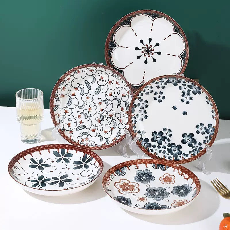 好宅選品 🏠 日式復古藤編 陶瓷碗 4.5英吋 米飯碗 餐具 碗 器皿 陶瓷盤 八吋盤 淺盤 碗盤