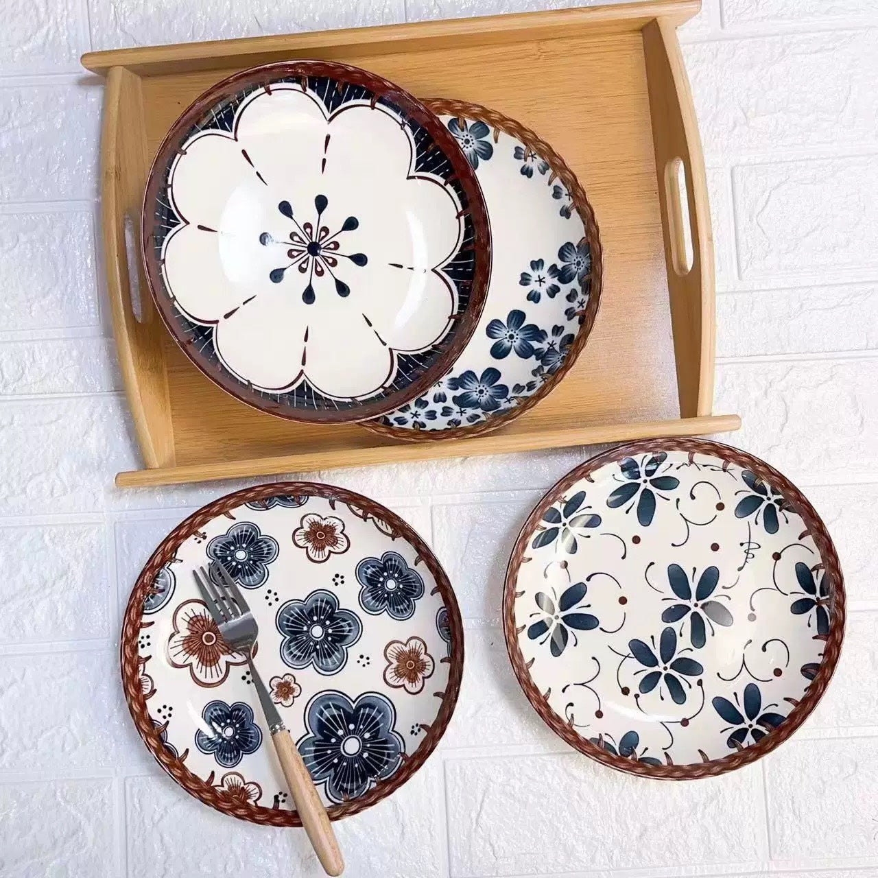 好宅選品 🏠 日式復古藤編 陶瓷碗 4.5英吋 米飯碗 餐具 碗 器皿 陶瓷盤 八吋盤 淺盤 碗盤