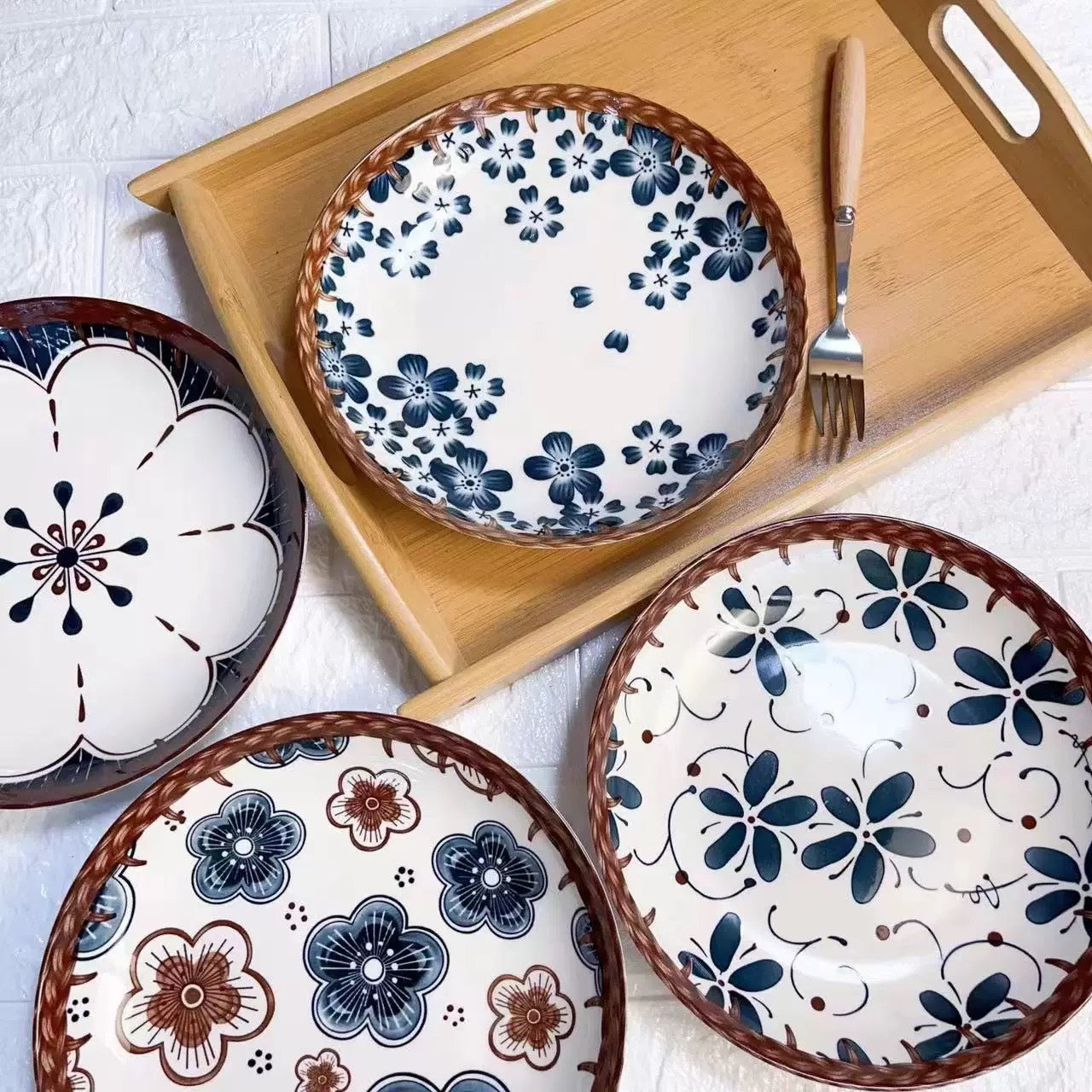 好宅選品 🏠 日式復古藤編 陶瓷碗 4.5英吋 米飯碗 餐具 碗 器皿 陶瓷盤 八吋盤 淺盤 碗盤