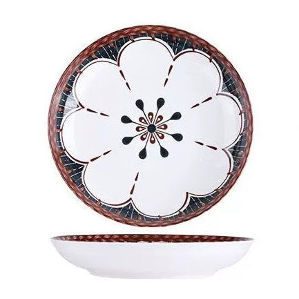 好宅選品 🏠 日式復古藤編 陶瓷碗 4.5英吋 米飯碗 餐具 碗 器皿 陶瓷盤 八吋盤 淺盤 碗盤