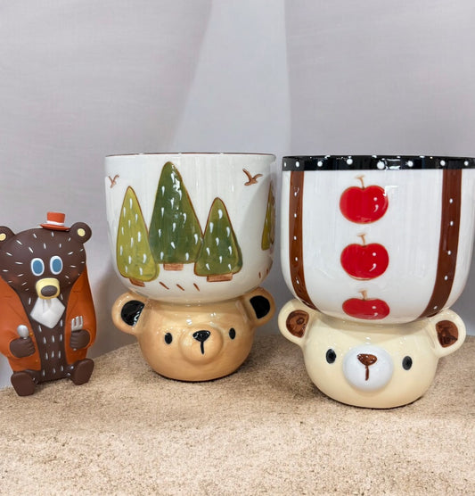 好宅選品 🏠 小熊手握杯 陶瓷杯 水杯 蘋果 聖誕樹 高腳杯 馬克杯 禮物 釉下彩