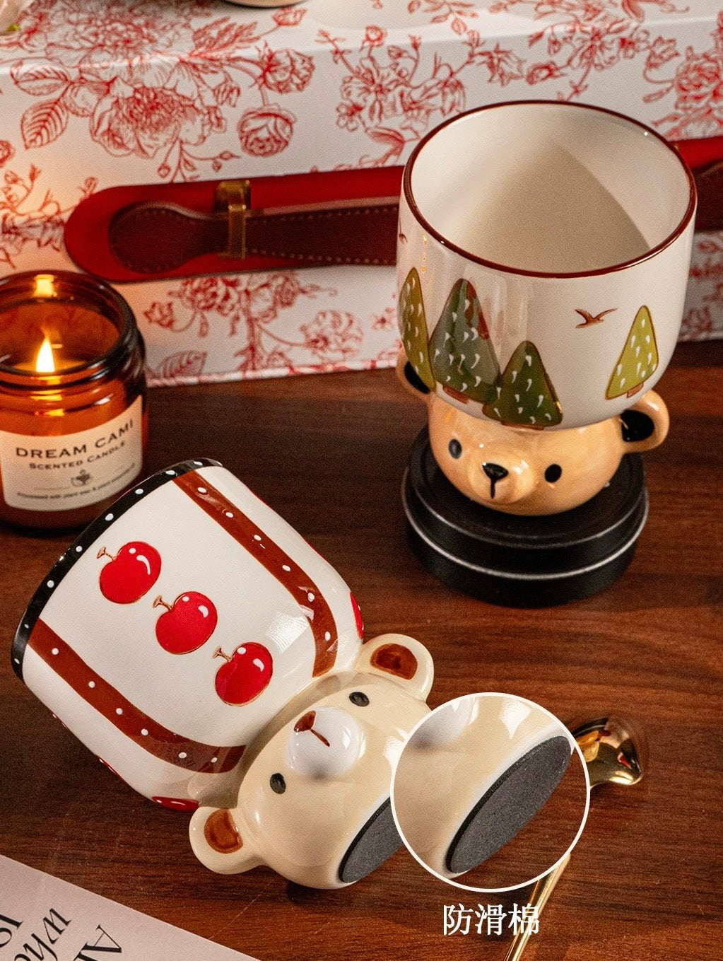 好宅選品 🏠 小熊手握杯 陶瓷杯 水杯 蘋果 聖誕樹 高腳杯 馬克杯 禮物 釉下彩