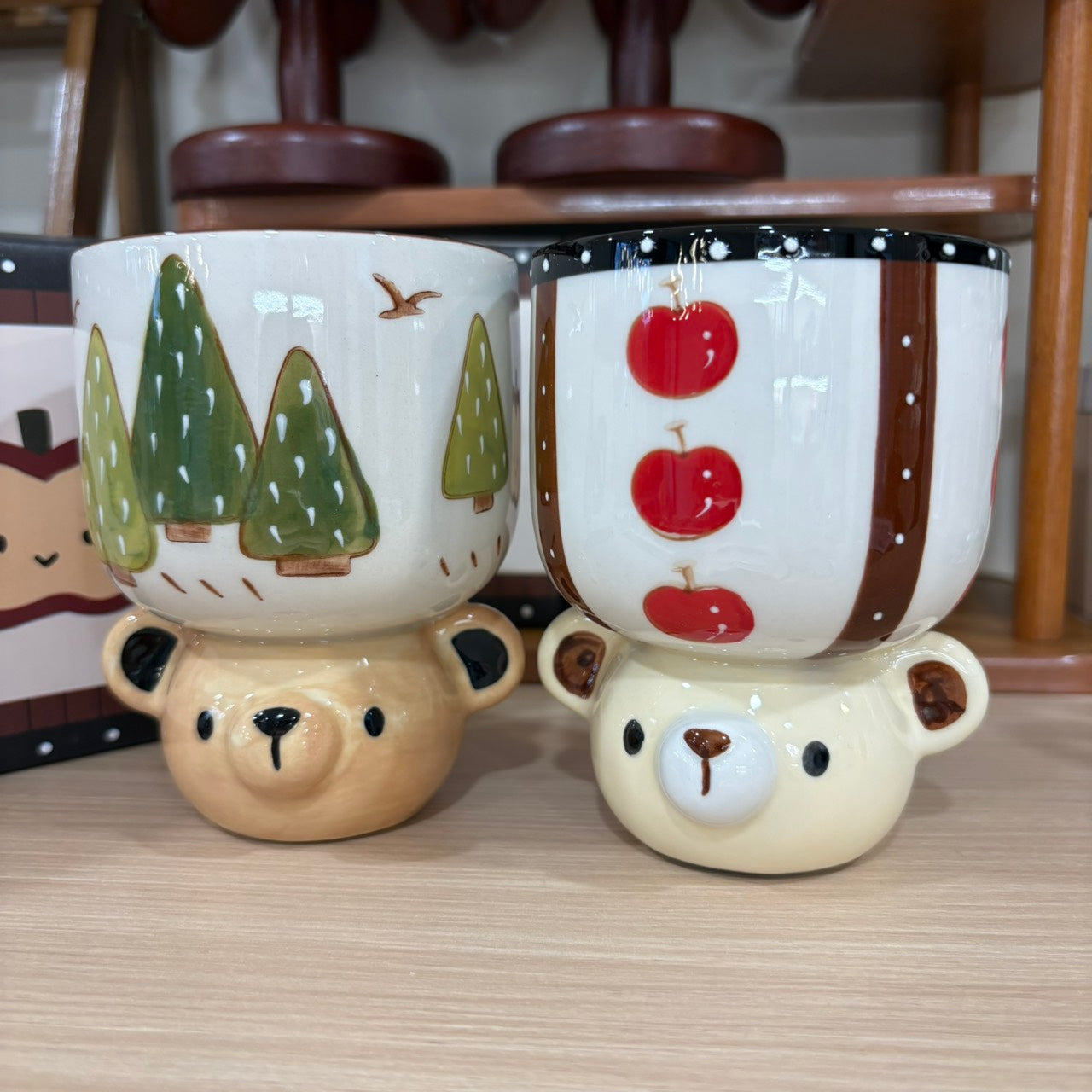 好宅選品 🏠 小熊手握杯 陶瓷杯 水杯 蘋果 聖誕樹 高腳杯 馬克杯 禮物 釉下彩