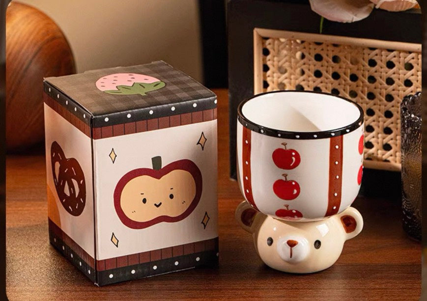 好宅選品 🏠 小熊手握杯 陶瓷杯 水杯 蘋果 聖誕樹 高腳杯 馬克杯 禮物 釉下彩