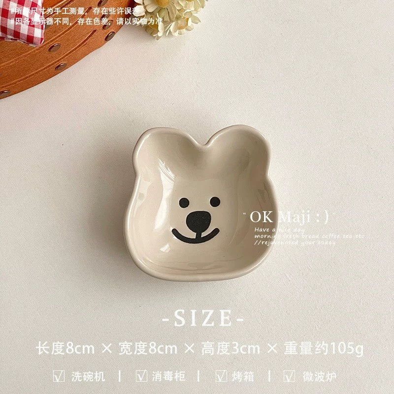 好宅選品 🏠 捲毛狗狗 日式小貓 調味料碟 沾料碟 調味碟 醬油醋碟 陶瓷 釉下彩碟子 點心盤