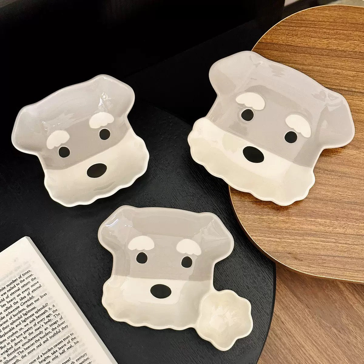 好宅選品 🏠 捲毛狗狗 日式小貓 調味料碟 沾料碟 調味碟 醬油醋碟 陶瓷 釉下彩碟子 點心盤