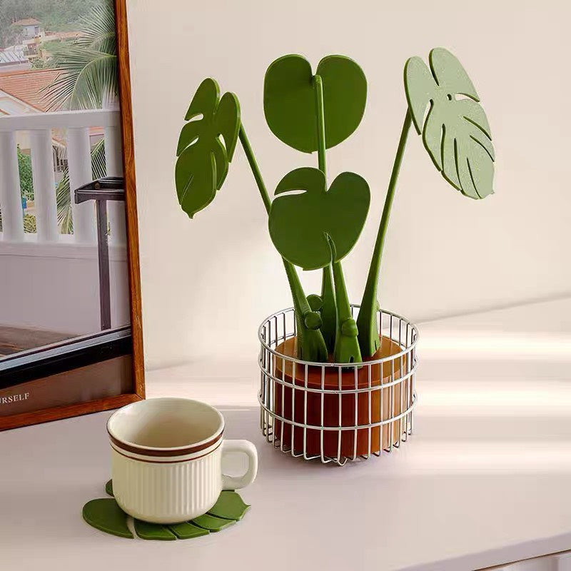 好宅選品 🏠 植栽造型磁吸隔熱墊 杯墊 隔熱 創意擺飾 水杯墊 龜背芋造型