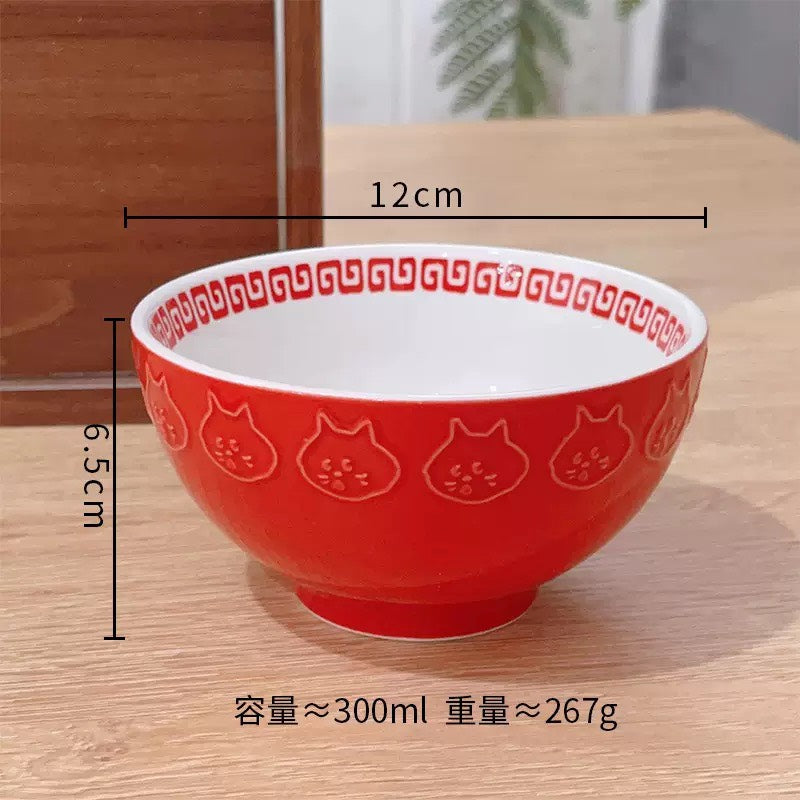 現貨秒發 🏠 日式驚訝貓 拉麵碗 陶瓷 餐具 碗公 碗盤 飯碗