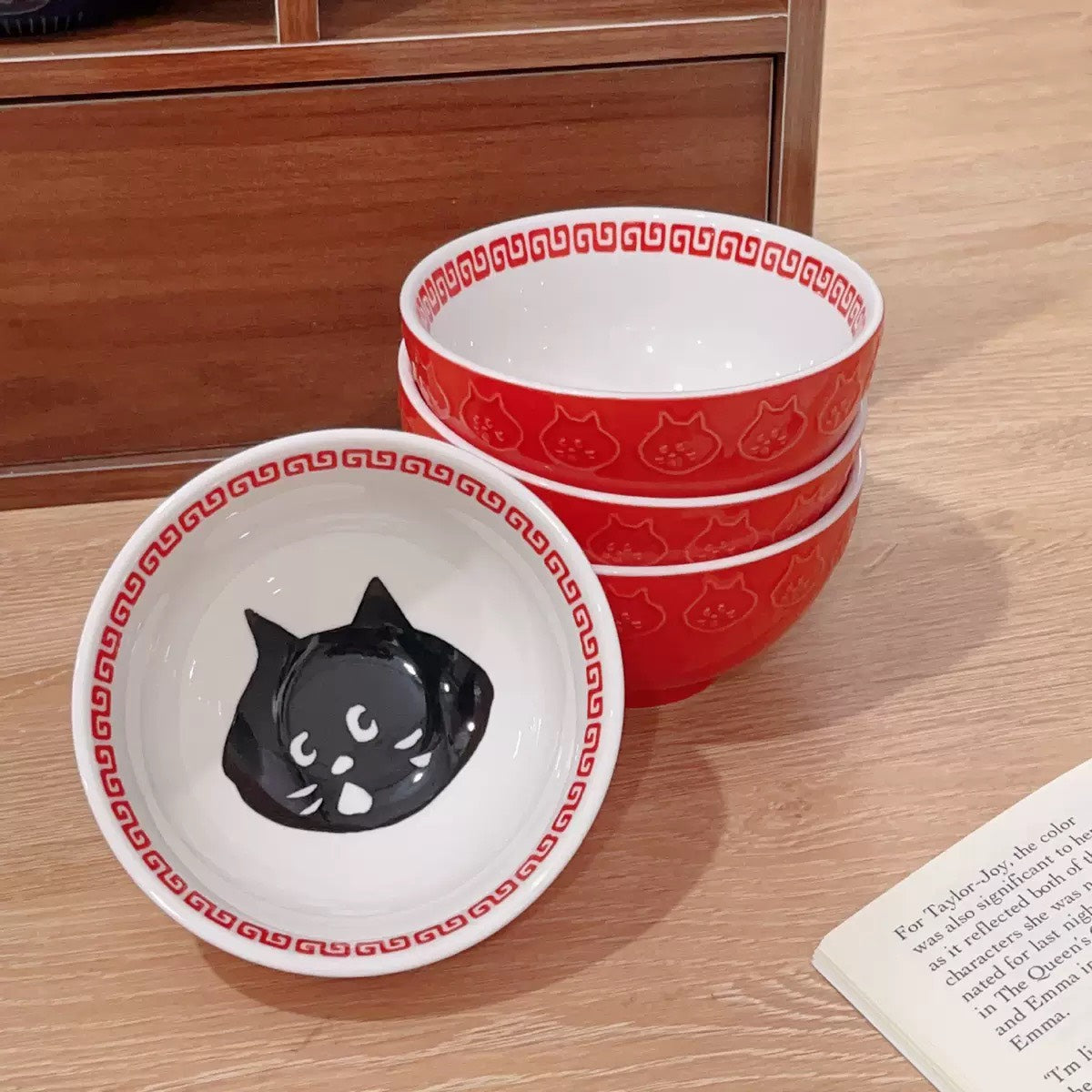 現貨秒發 🏠 日式驚訝貓 拉麵碗 陶瓷 餐具 碗公 碗盤 飯碗