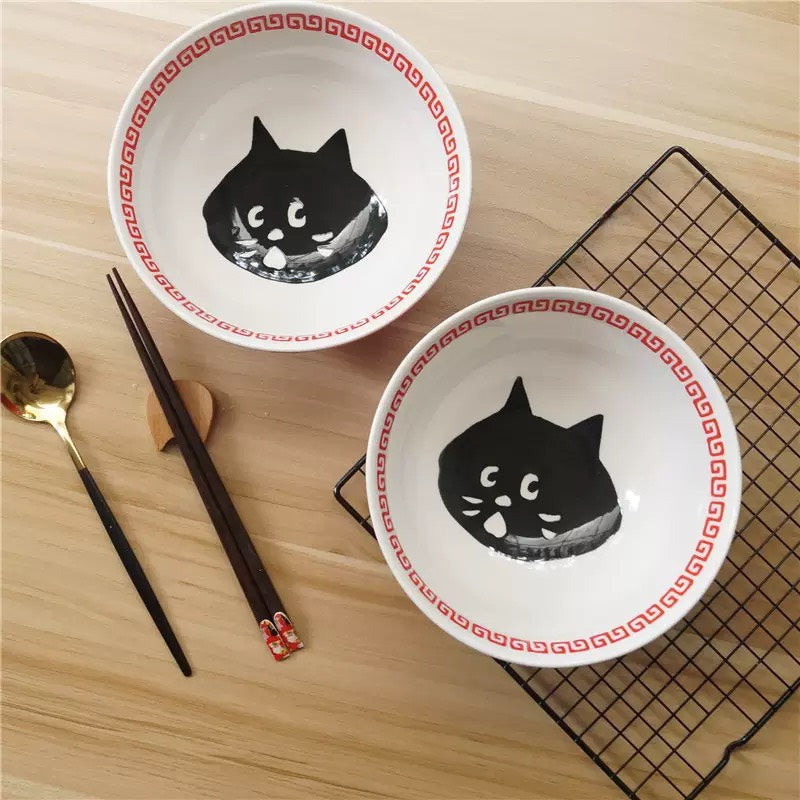 現貨秒發 🏠 日式驚訝貓 拉麵碗 陶瓷 餐具 碗公 碗盤 飯碗