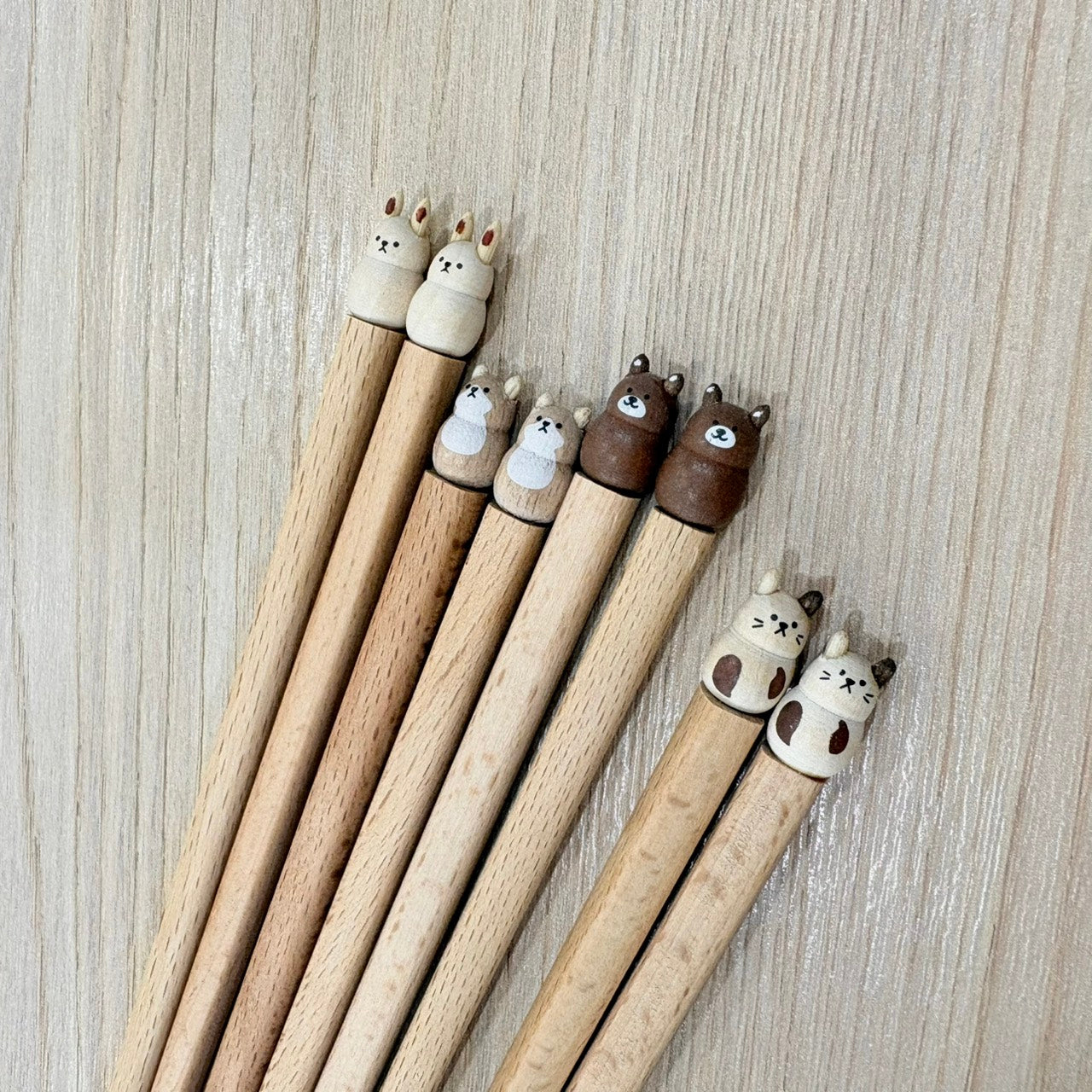 好宅選品 🏠 可愛卡通 小熊 兔子 小狗 小貓 實木筷 家用筷子 情侶 成雙成對 賀禮