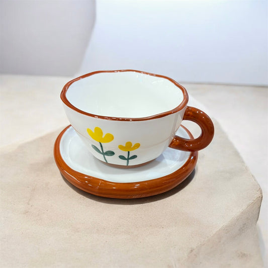 好宅現貨 🏠 山菊 咖啡杯碟 陶瓷杯 水杯 馬克杯 禮物 釉下彩 早餐杯