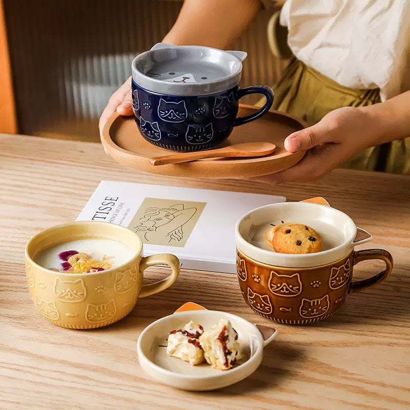 好宅選品 🏠 刺蝟 貓咪 柴犬 陶瓷盤杯 杯蓋 點心杯 水杯 早餐杯 馬克杯 生日禮物