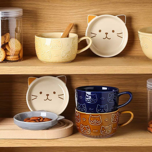 好宅選品 🏠 刺蝟 貓咪 柴犬 陶瓷盤杯 杯蓋 點心杯 水杯 早餐杯 馬克杯 生日禮物