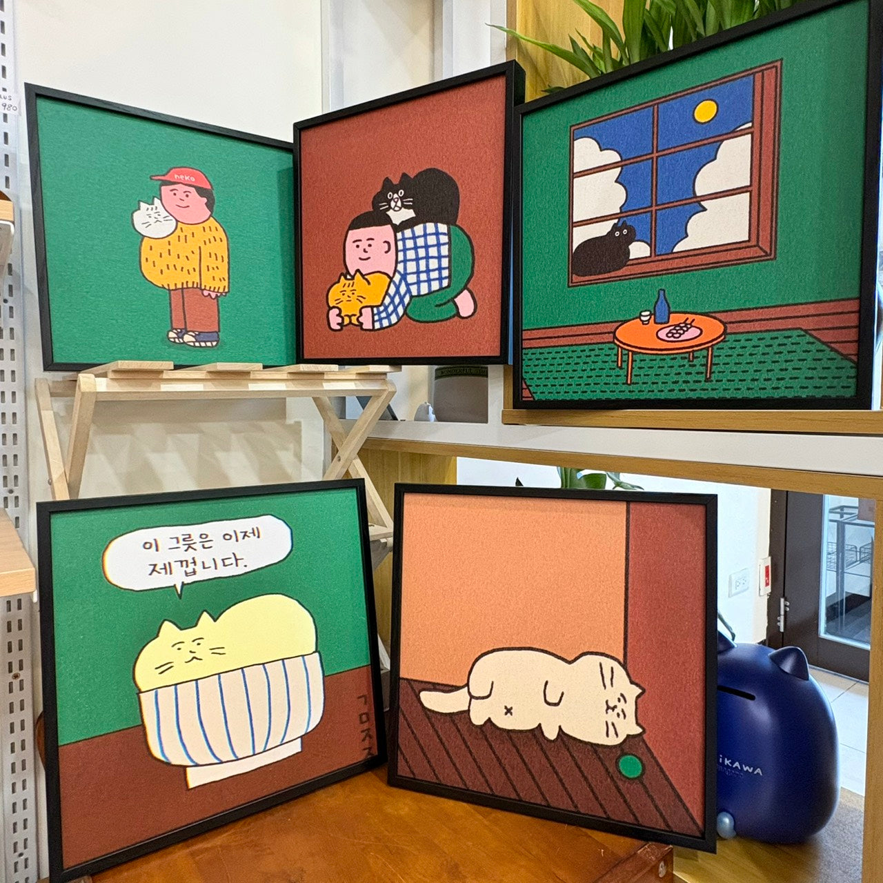 好宅現貨 🏠 復古慵懶貓咪插圖掛畫 牆壁掛畫 裝飾畫 客廳佈置