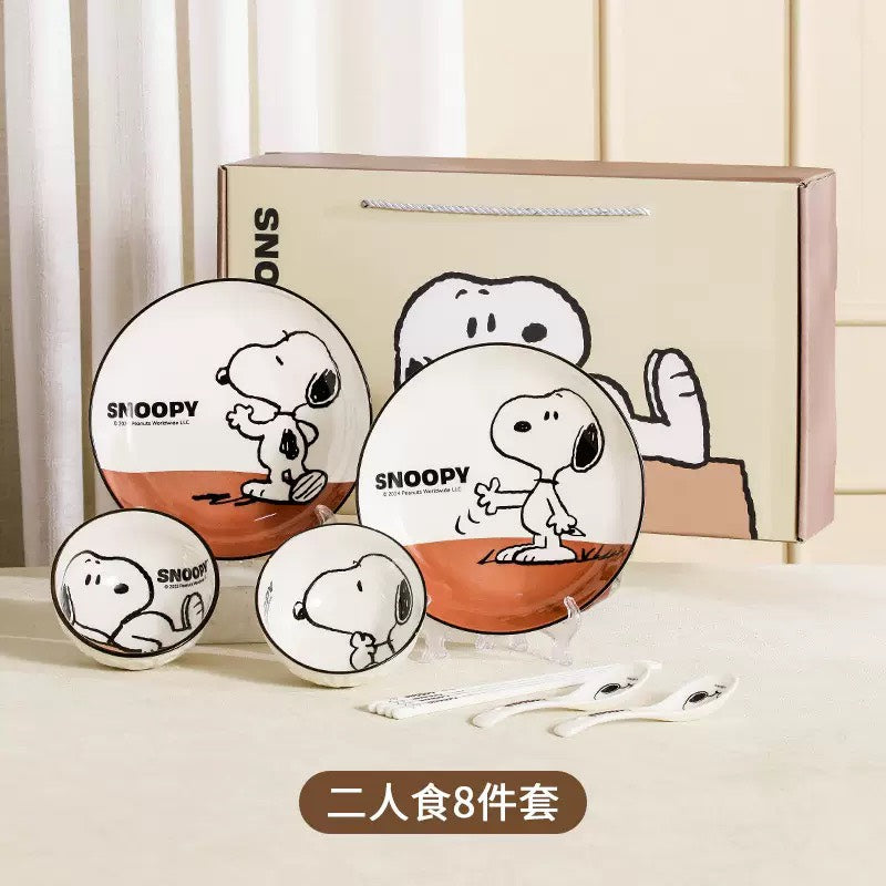好宅現貨 🏠 史努比 碗盤禮盒組 入厝禮 生日禮物 陶瓷盤 陶瓷碗 湯匙 筷子 餐具