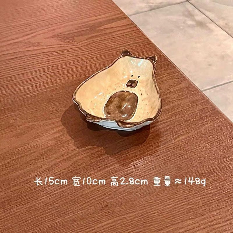 好宅現貨 🏠 熊趣森林 陶瓷 碗盤 餐具 器皿 雙耳碗 魚盤 飯碗 醬料碟 調料碟 釉上彩 早餐碗