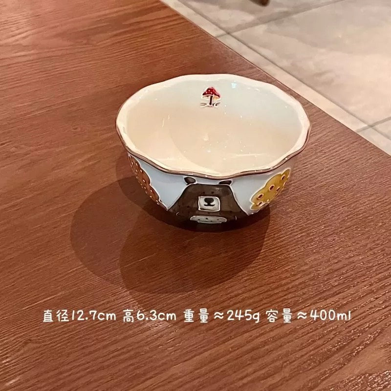 好宅現貨 🏠 熊趣森林 陶瓷 碗盤 餐具 器皿 雙耳碗 魚盤 飯碗 醬料碟 調料碟 釉上彩 早餐碗