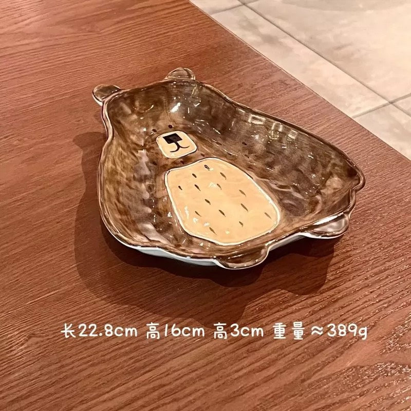 好宅現貨 🏠 熊趣森林 陶瓷 碗盤 餐具 器皿 雙耳碗 魚盤 飯碗 醬料碟 調料碟 釉上彩 早餐碗