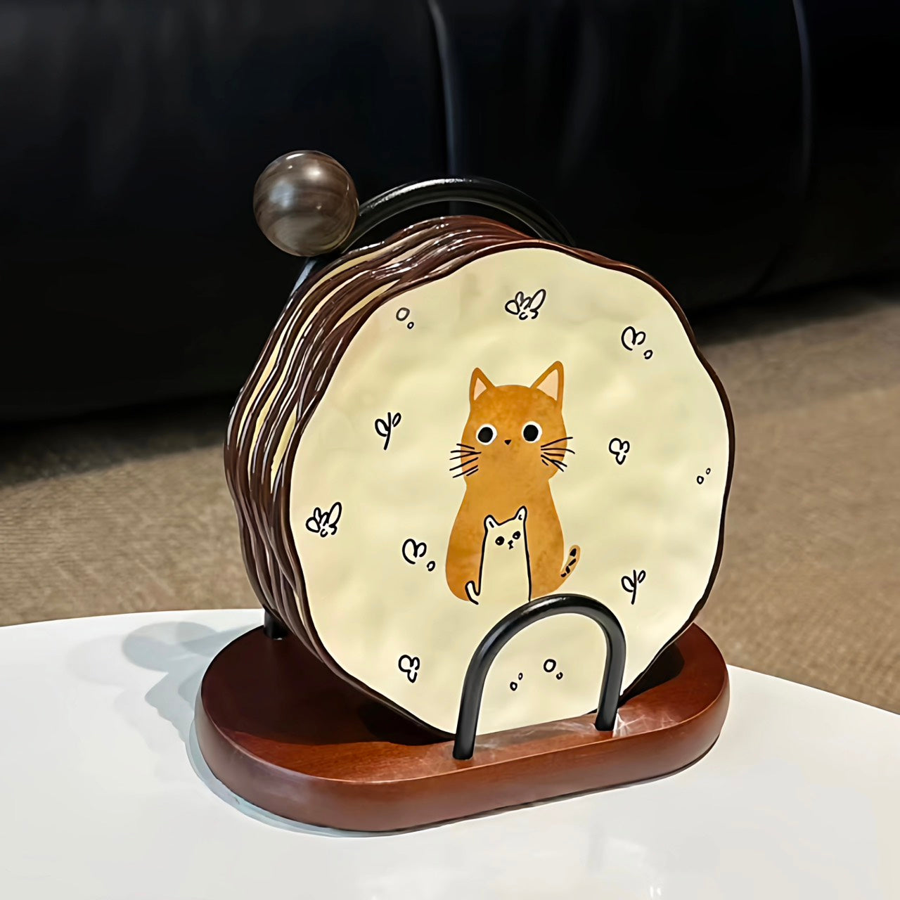 好宅現貨 🏠 木質奶油風 貓咪 碟子 盤子 套裝 吐骨碟 水果盤 甜點盤 陶瓷盤