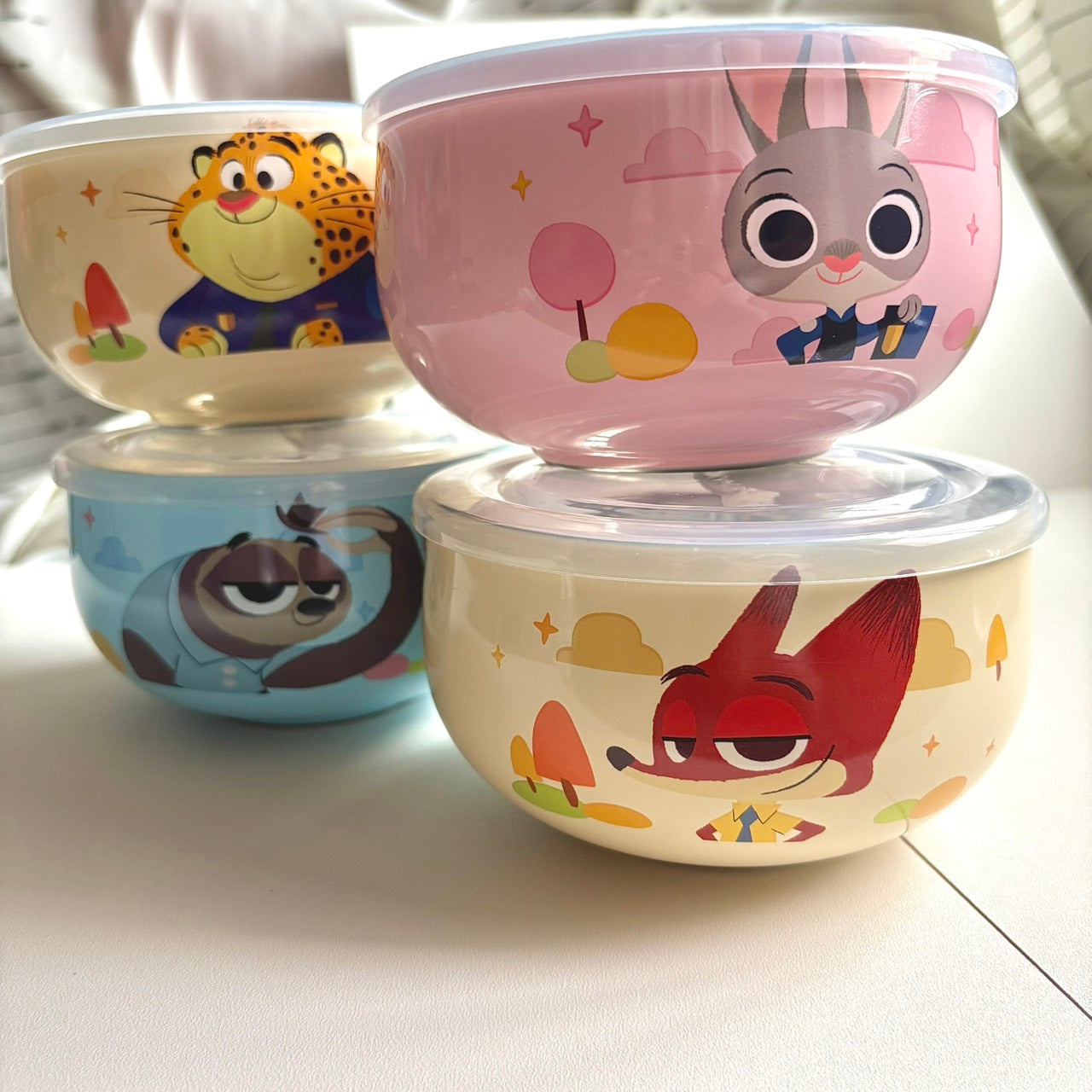 好宅現貨 🏠 動物方城市 316不鏽鋼碗 三色碗 幼兒園 帶蓋碗 餐具 兒童餐具 動物瘋狂城 環保餐具 便攜湯匙 筷子