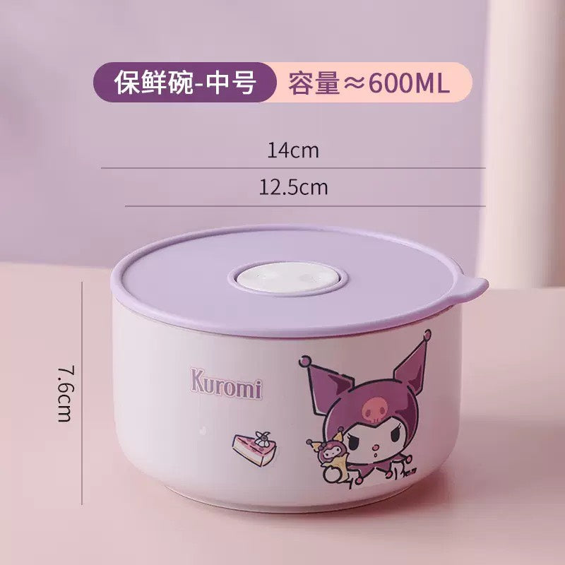 好宅現貨 🏠 三麗鷗 陶瓷保鮮盒 禮盒 庫洛米 美樂蒂 可微波 便當盒 大中小碗 碗帶蓋 分裝盒 密封盒