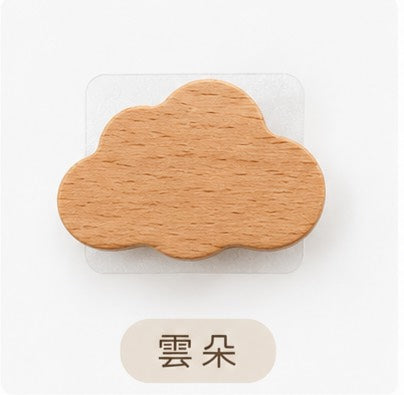現貨秒發 ⚡ 免釘牆 木質掛勾 無痕掛勾 免打孔 北歐風 螺絲釘 星星 月亮 雲 動物 兔子 河馬 大象 衣帽架 掛飾