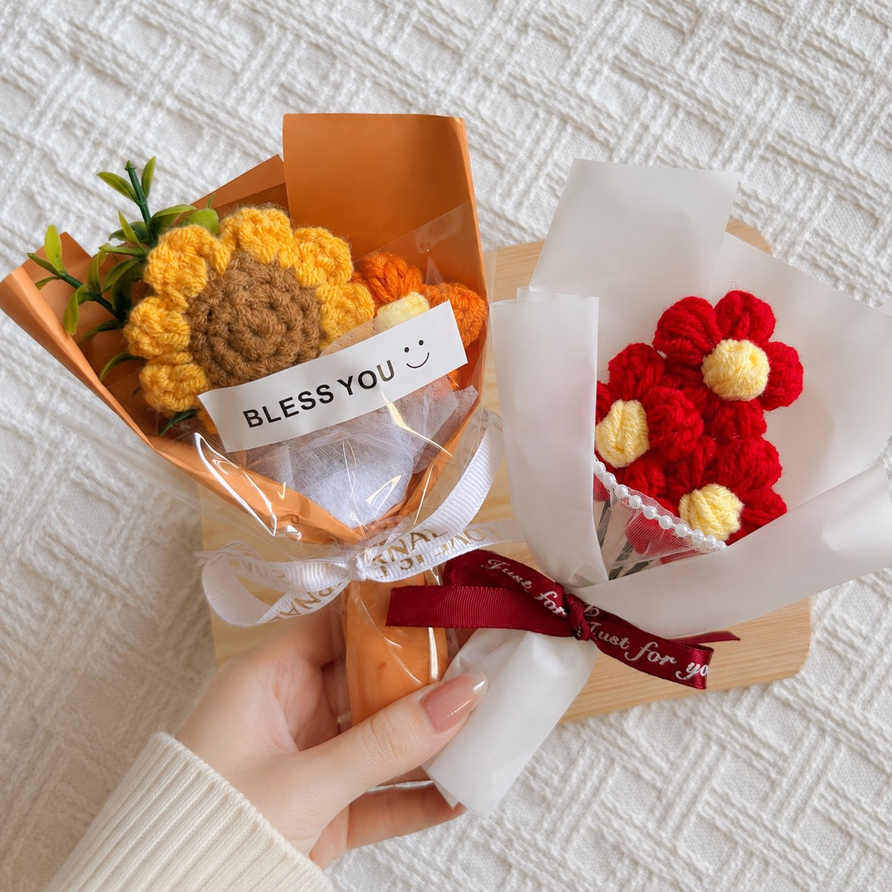 現貨秒發 ⚡ 迷你花束 畢業花束 勾針花束 裝飾品 永生花 針織花束 手工編織花束 針織小花束 教師節花束 畢業禮物