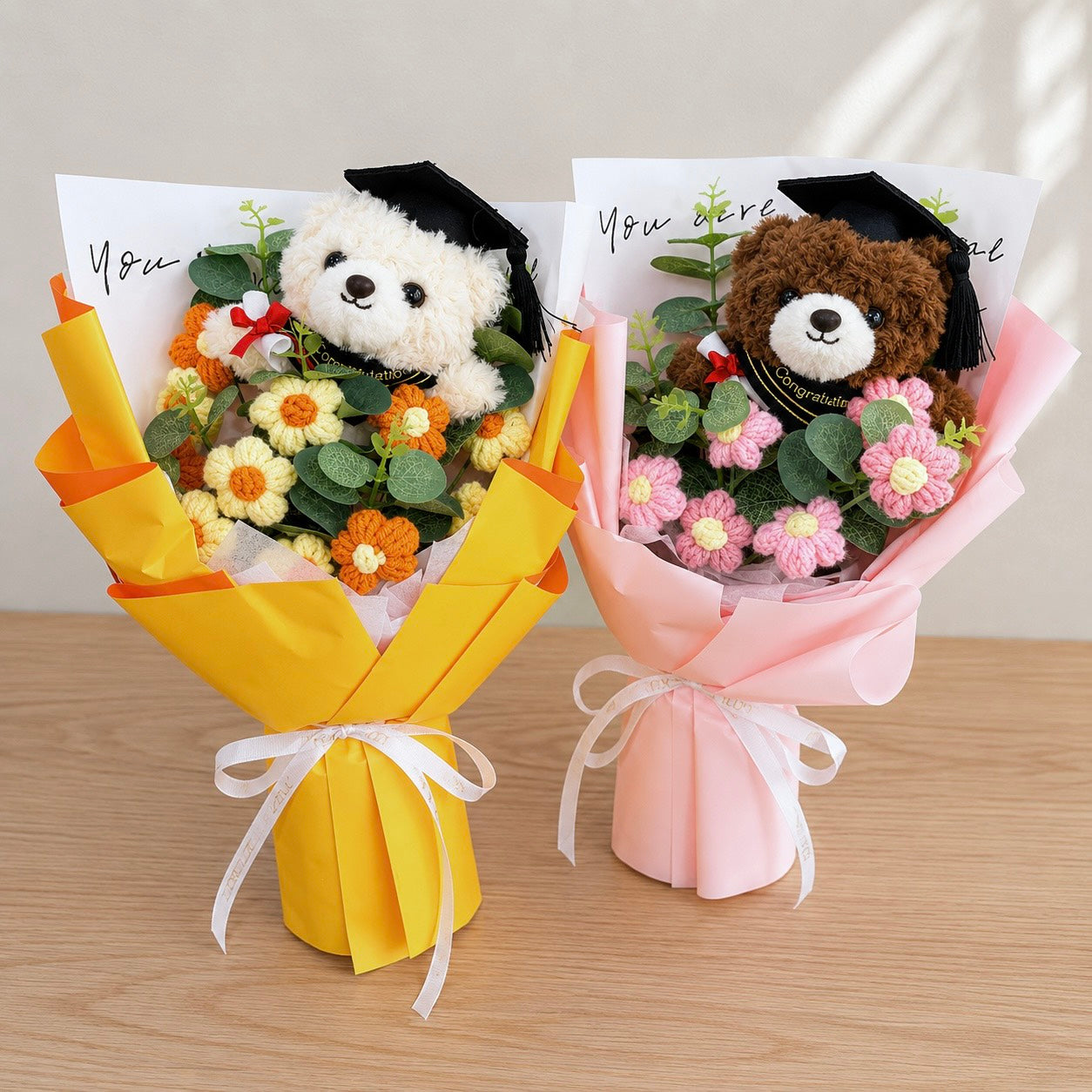 現貨秒發 ⚡ 畢業熊熊 零食花束 迷你花束 畢業花束 勾針花束 裝飾品 永生花 針織花束 手工編織花束 針織小花束 教師節花束 畢業禮物