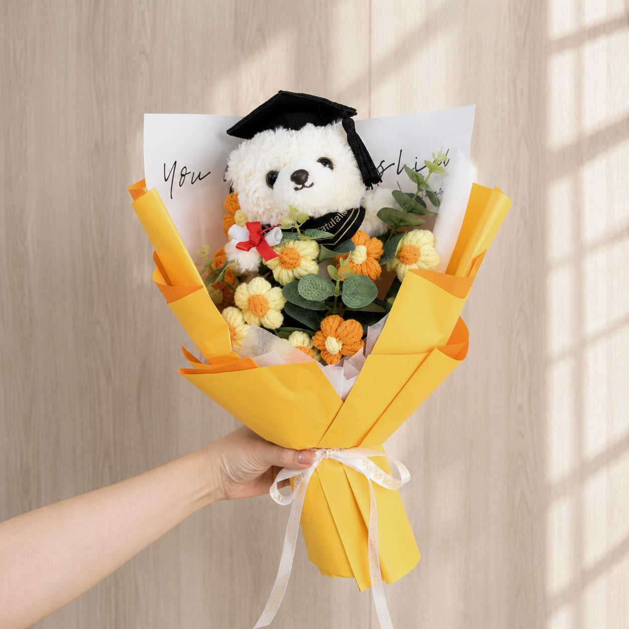 現貨秒發 ⚡ 畢業熊熊 零食花束 迷你花束 畢業花束 勾針花束 裝飾品 永生花 針織花束 手工編織花束 針織小花束 教師節花束 畢業禮物