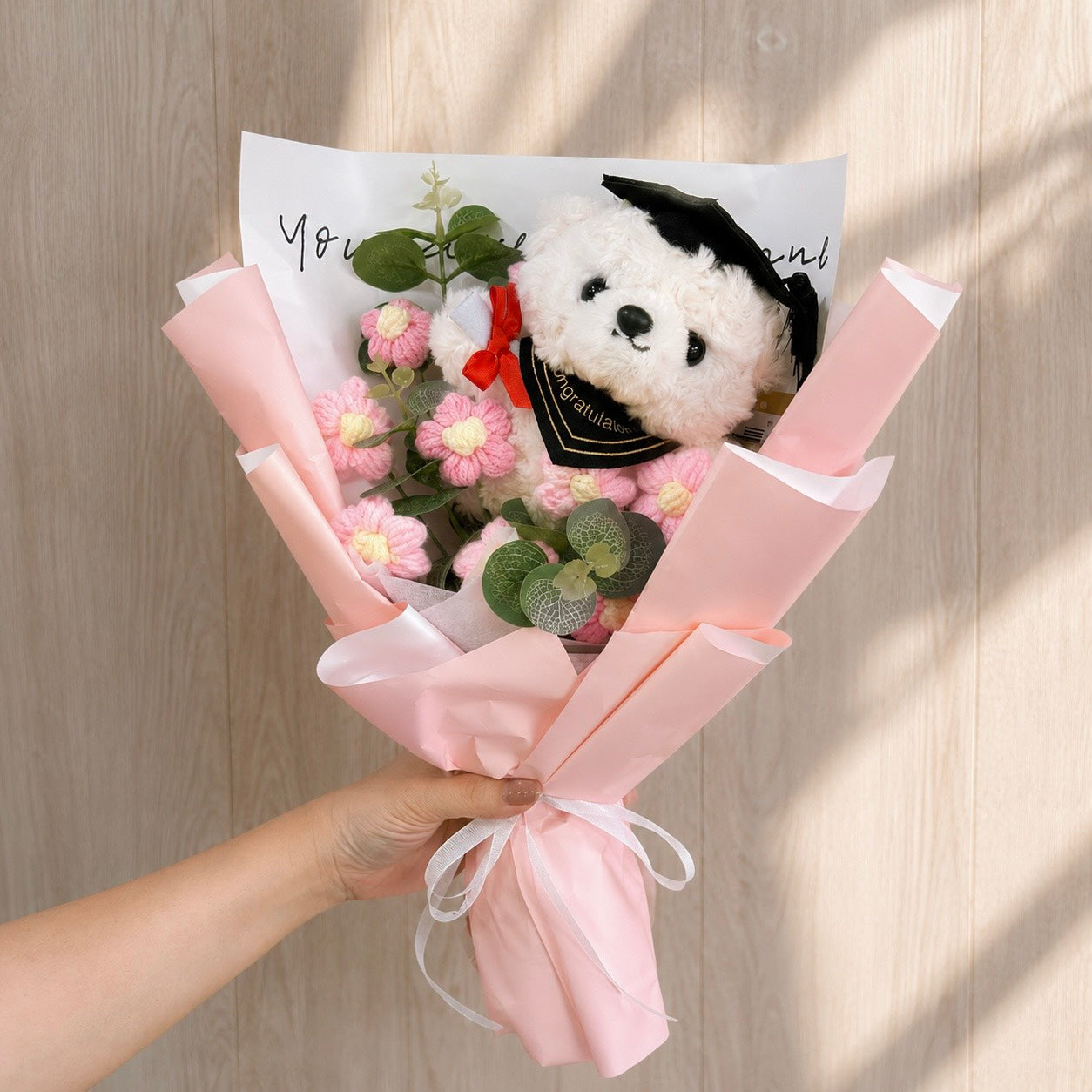 現貨秒發 ⚡ 畢業熊熊 零食花束 迷你花束 畢業花束 勾針花束 裝飾品 永生花 針織花束 手工編織花束 針織小花束 教師節花束 畢業禮物
