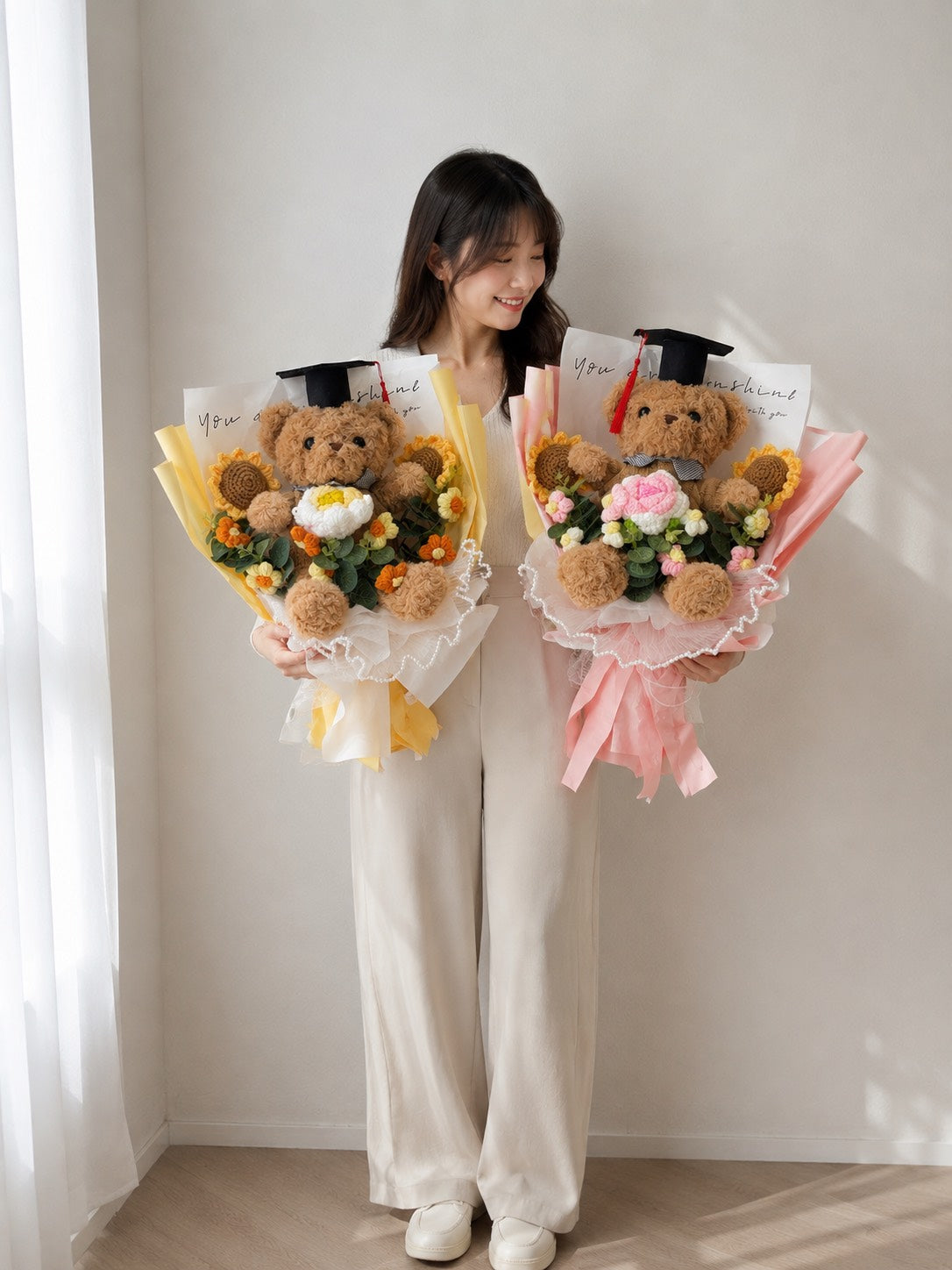 現貨秒發 ⚡ 畢業熊熊 零食花束 迷你花束 畢業花束 勾針花束 裝飾品 永生花 針織花束 手工編織花束 針織小花束 教師節花束 畢業禮物