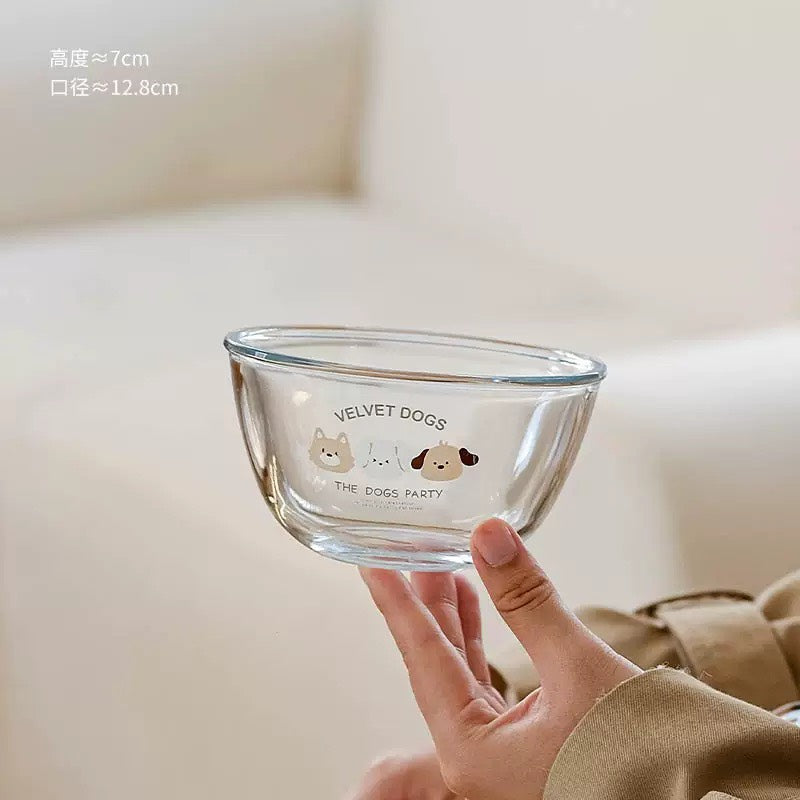 現貨秒發 ⚡ ins 狗狗派對 沙拉碗 優格碗 ins 飯碗 甜點碗 玻璃碗 攪拌盆 餐具 器皿 碗盤 大碗公