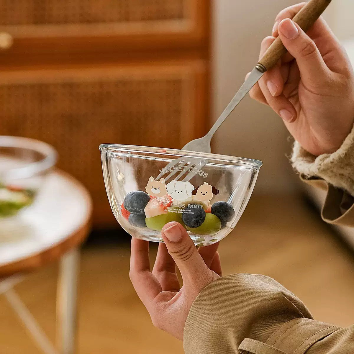 現貨秒發 ⚡ ins 狗狗派對 沙拉碗 優格碗 ins 飯碗 甜點碗 玻璃碗 攪拌盆 餐具 器皿 碗盤 大碗公